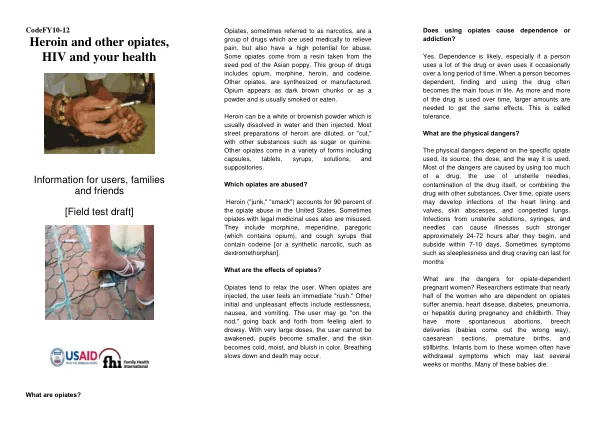 Heroin and Opiates: Information for Users, Families, and Friends