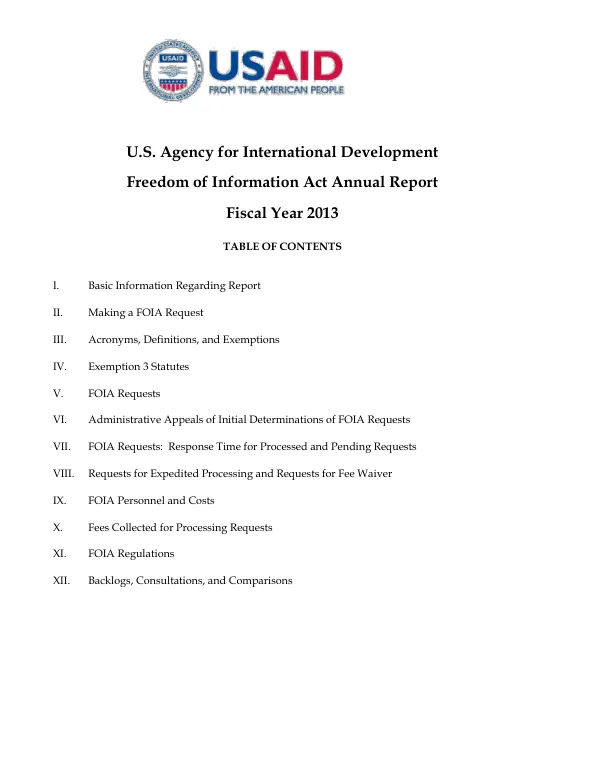 USAID Freedom of Information Act Annual Report FY2013