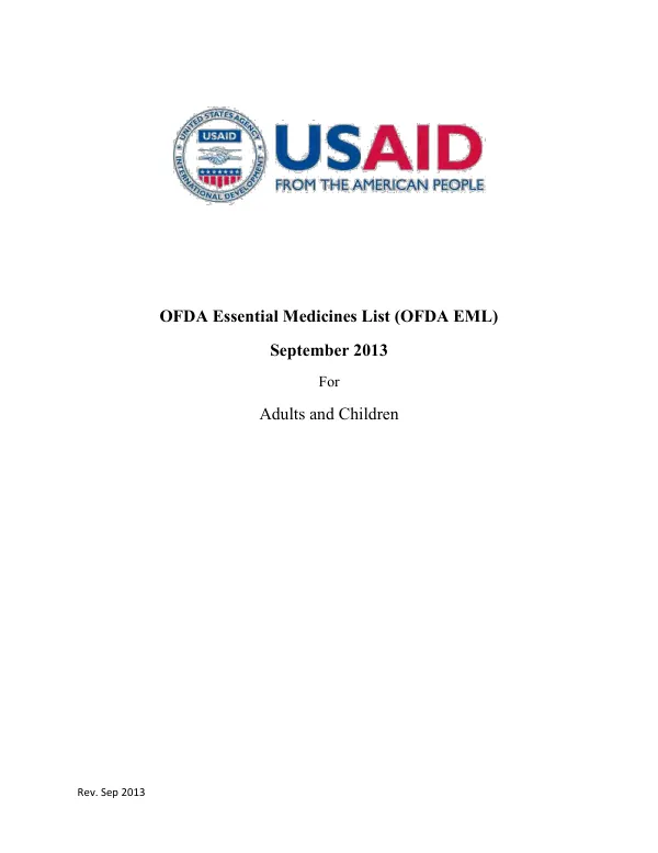 OFDA Essential Medicines List (OFDA EML)