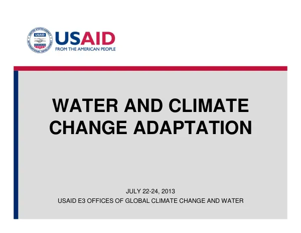 WATER AND CLIMATE CHANGE ADAPTATION