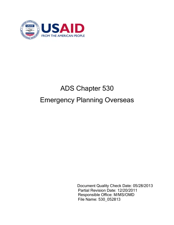 ADS 530 - Emergency Planning Overseas