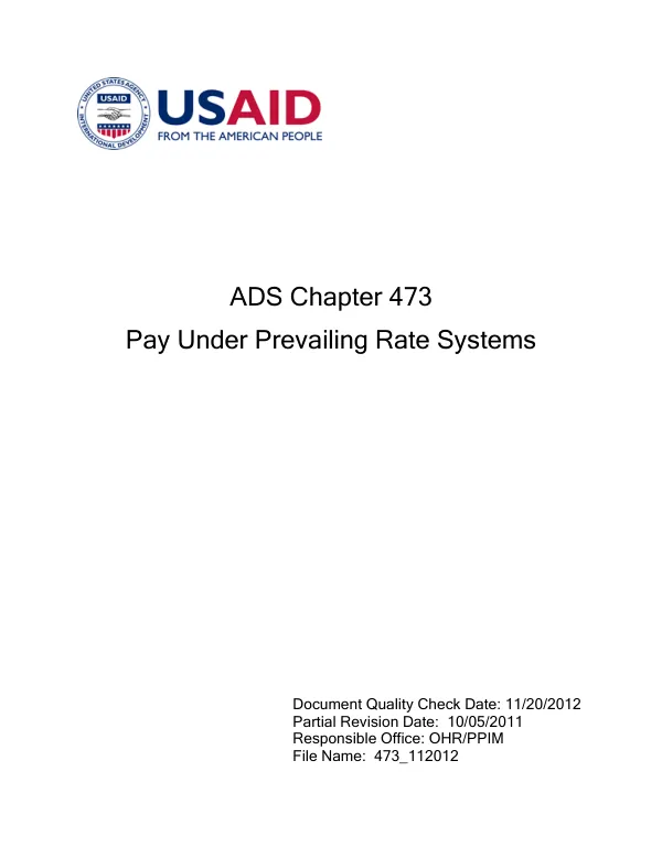 ADS Chapter 473 - Pay Under Prevailing Rate Systems