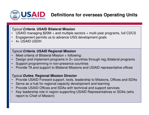 Definitions for overseas Operating Units