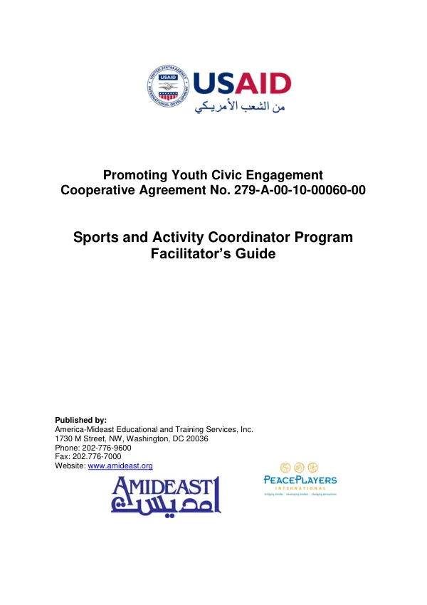 Promoting Youth Civic Engagement Sports and Activity Coordinator Program Facilitator’s Guide