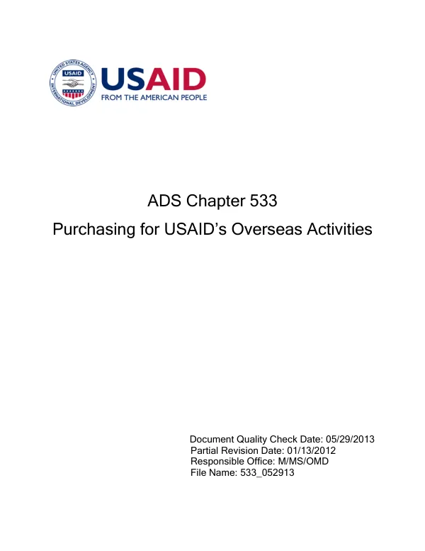 ADS 533 - Purchasing for USAID's Overseas Activities