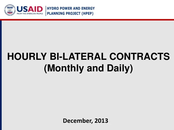 Hourly Bi-Lateral Contracts for December, 2013