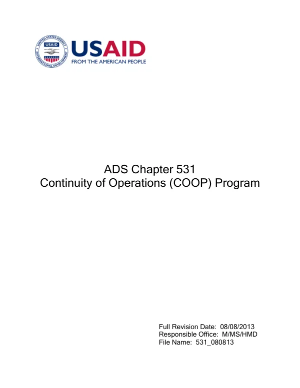 ADS Chapter 531 Continuity of Operations (COOP) Program