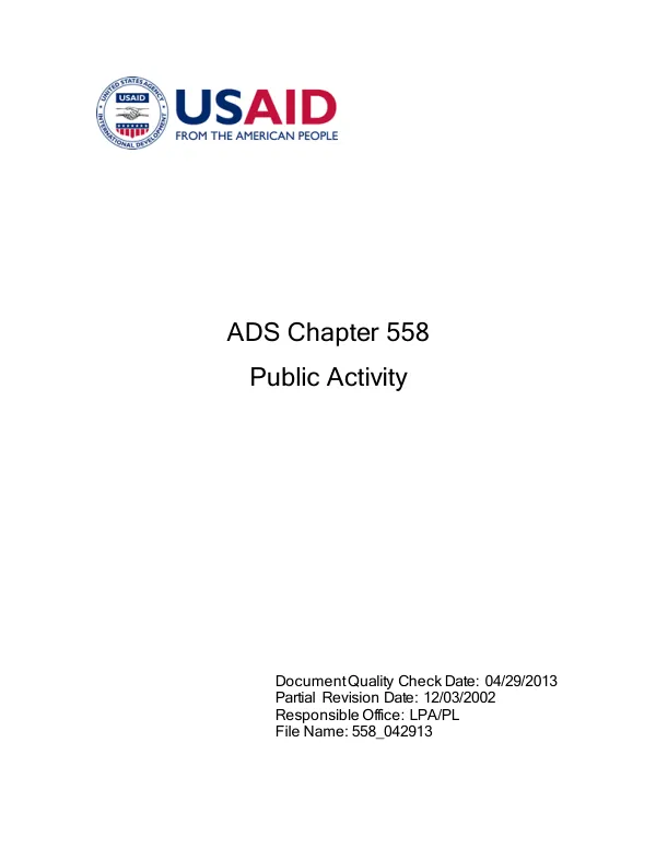 ADS Chapter 558 - Public Activity