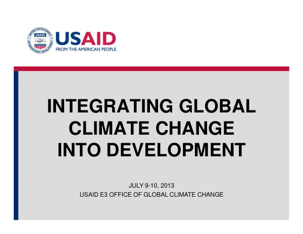 Integrating Global Climate Change into Development
