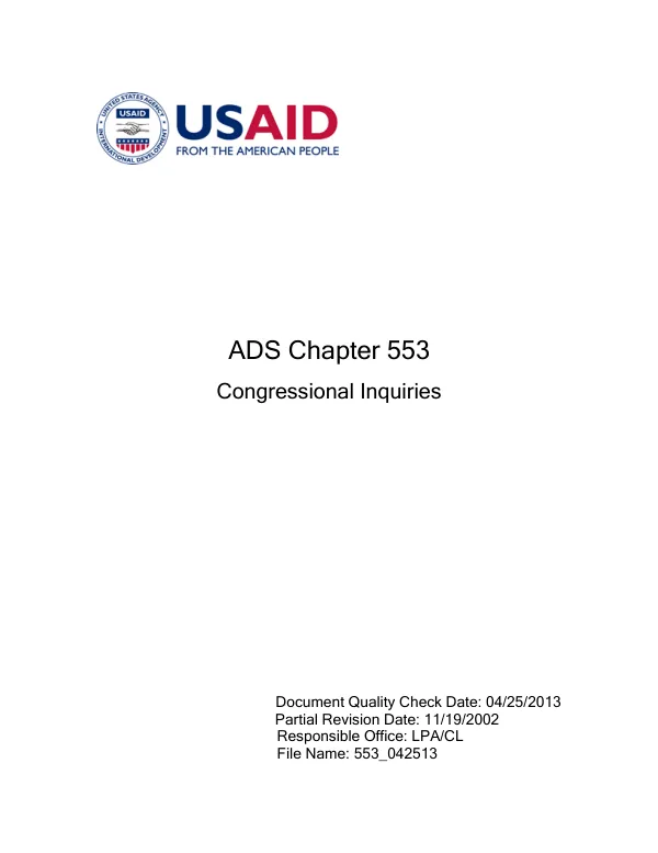 ADS Chapter 553 - Congressional Inquiries