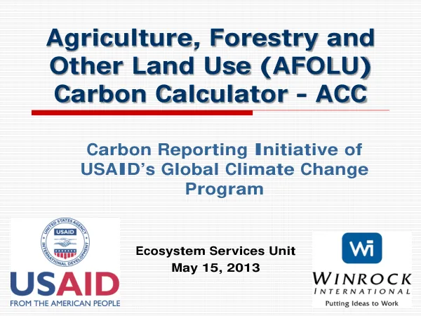 Agriculture, Forestry and Other Land Use (AFOLU) Carbon Calculator