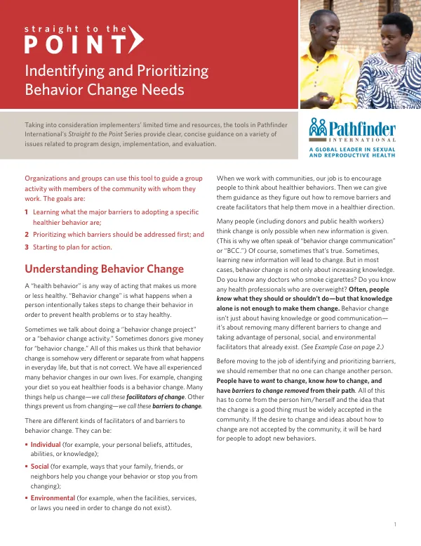 Straight to the Point: Identifying and Prioritizing Behavior Change Needs