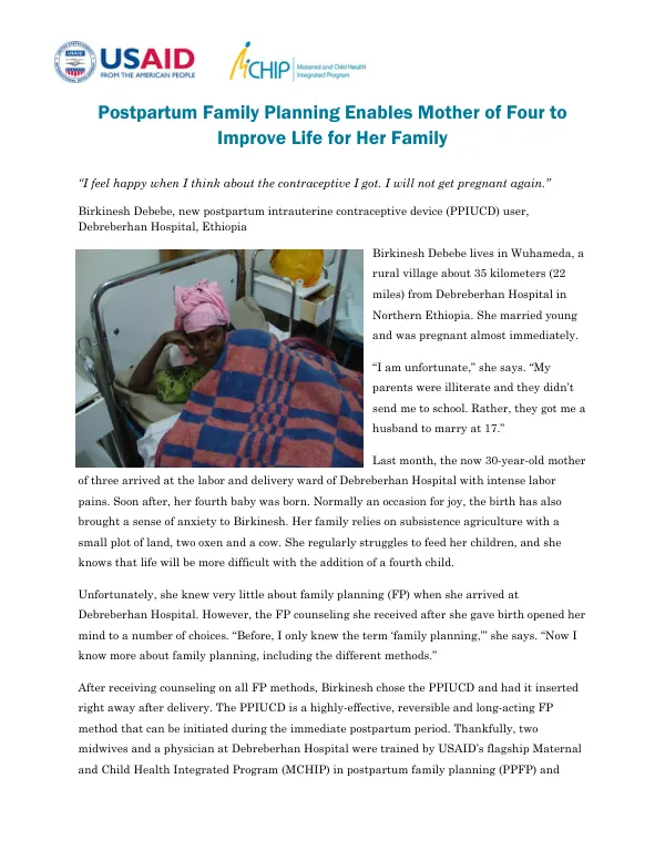 Postpartum Family Planning Enables Mother of Four to Improve Life for Her Family