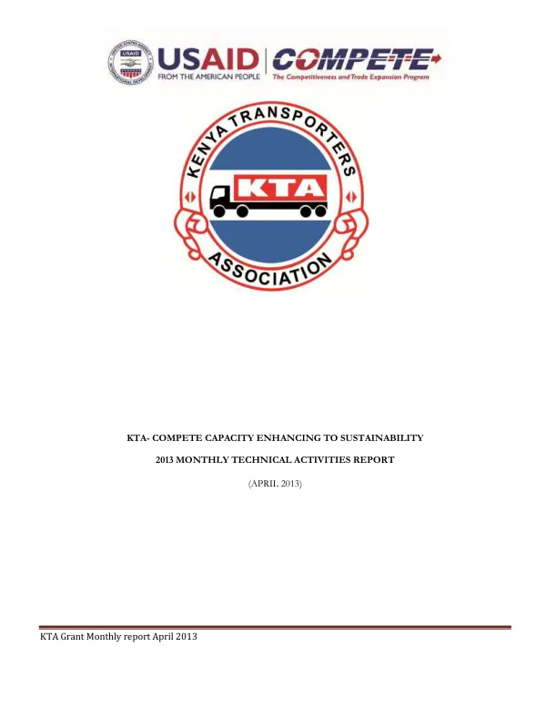 KTA Grant Monthly report April 2013