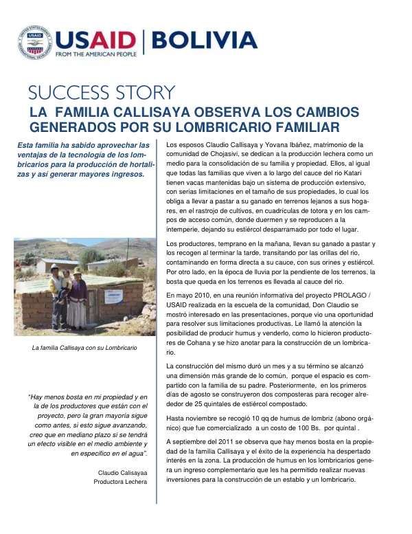 La familia Callisaya observa los cambios generados por su lombricario familiar