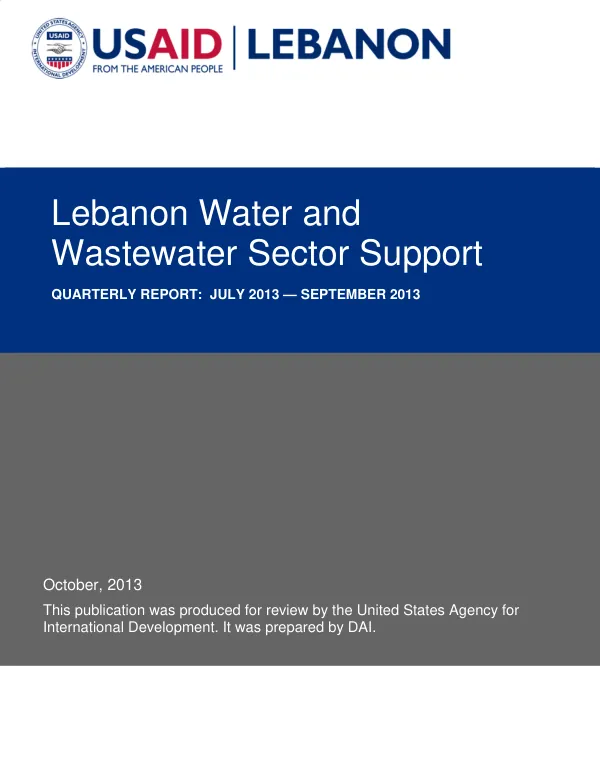 Lebanon Water and Wastewater Sector Support Quarterly Report Y4 Q4