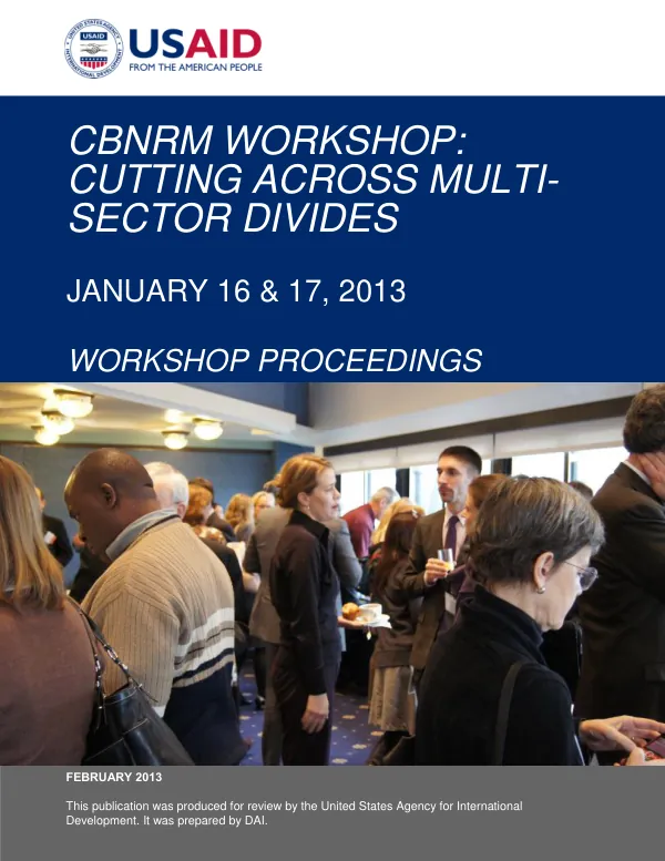 CBNRM WORKSHOP: CUTTING ACROSS MULTI-SECTOR DIVIDES