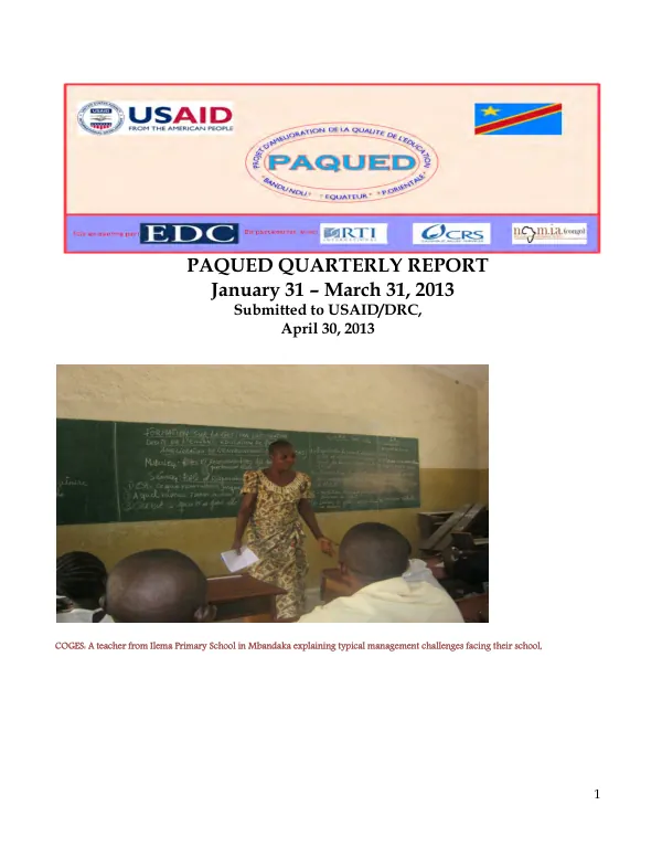 PAQUED Quarterly Report January 31 – March 31, 2013
