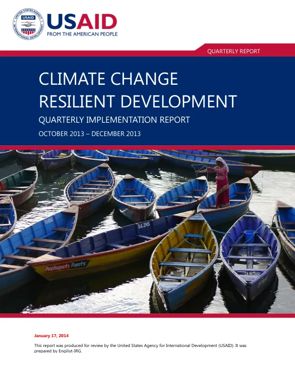 Climate Change Resilient Development Quarterly Implementation Report October 2013 – December 2013