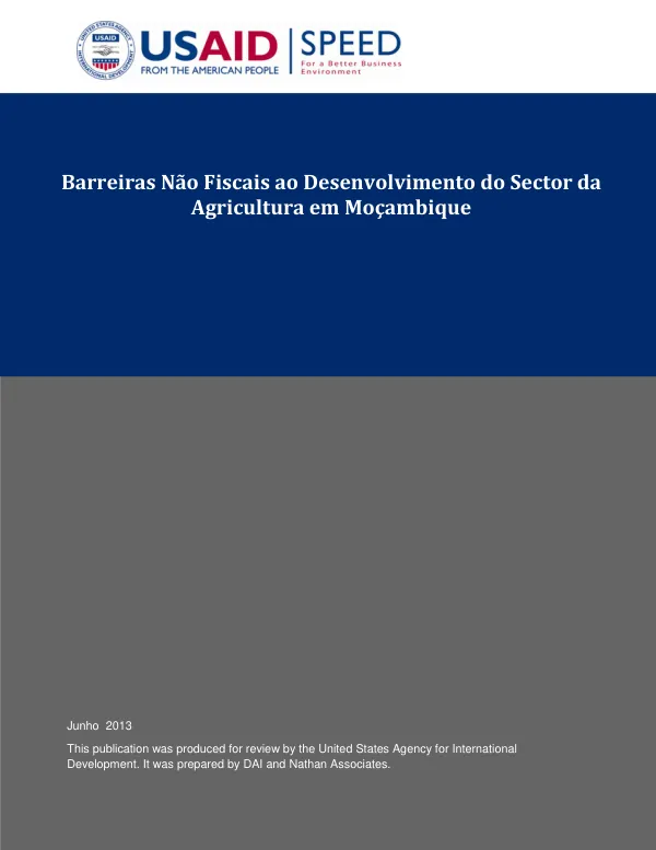 Barreiras Não Fiscais ao Desenvolvimento do Sector da Agricultura em Moçambique