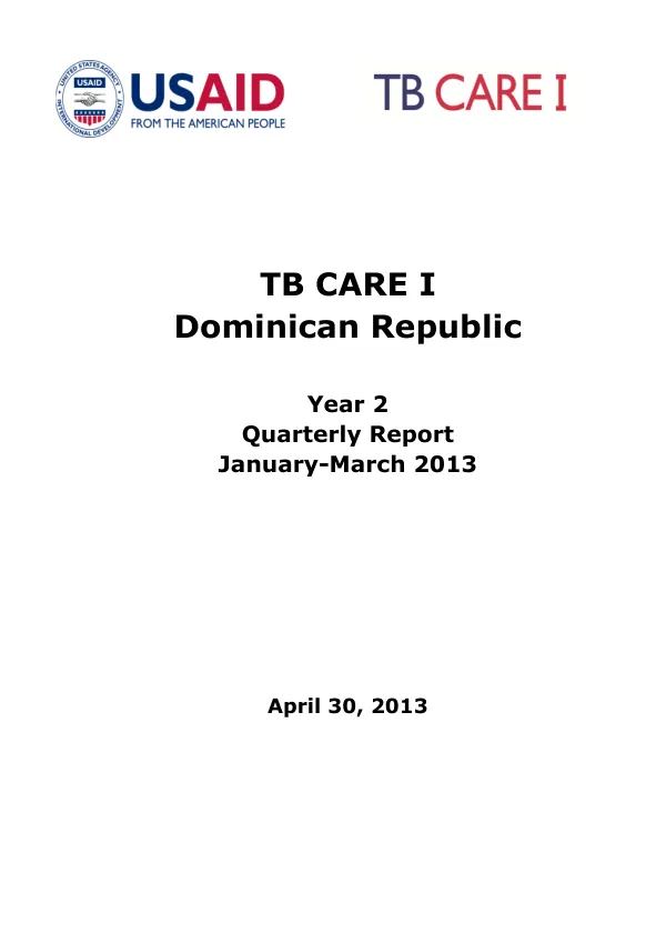 TB CARE I Quarterly Report January-March 2013
