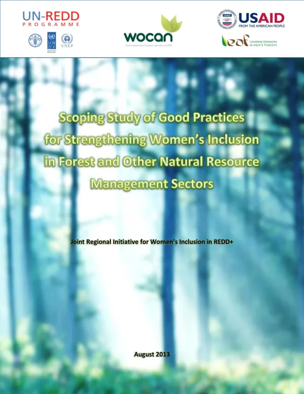Scoping Study of Good Practices for Strengthening Women’s Inclusion in Forest and Other Natural Resource Management Sectors