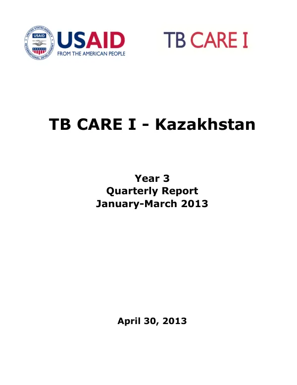 TB CARE I - Kazakhstan Year 3 Quarterly Report January-March 2013