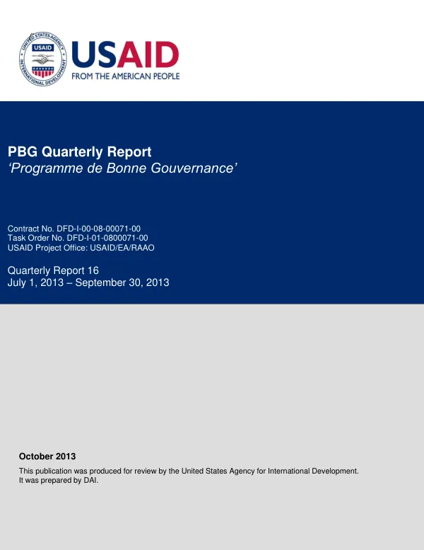 PBG – FY 2013 Quarterly Report 16