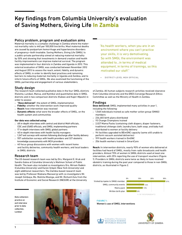 Saving Mothers, Giving Life: An Evaluation of the Saving Mothers, Giving Life Initiative