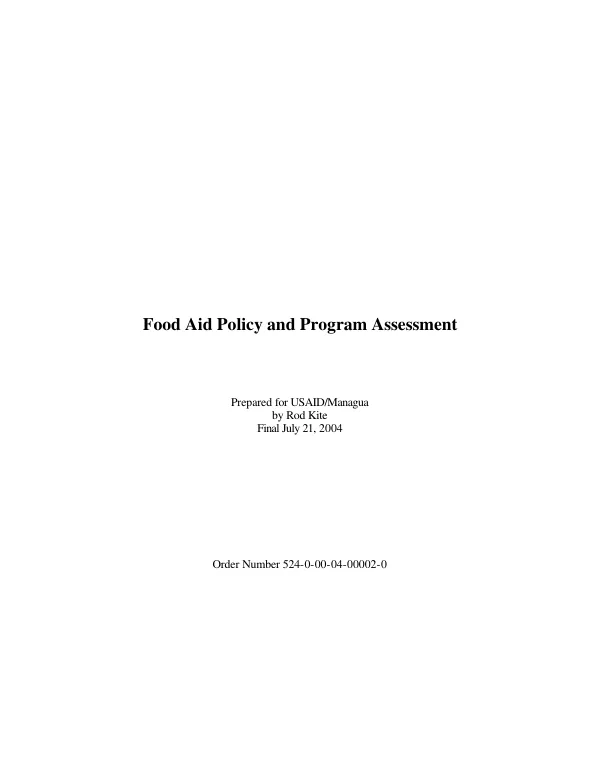 Food aid policy and program assessment
