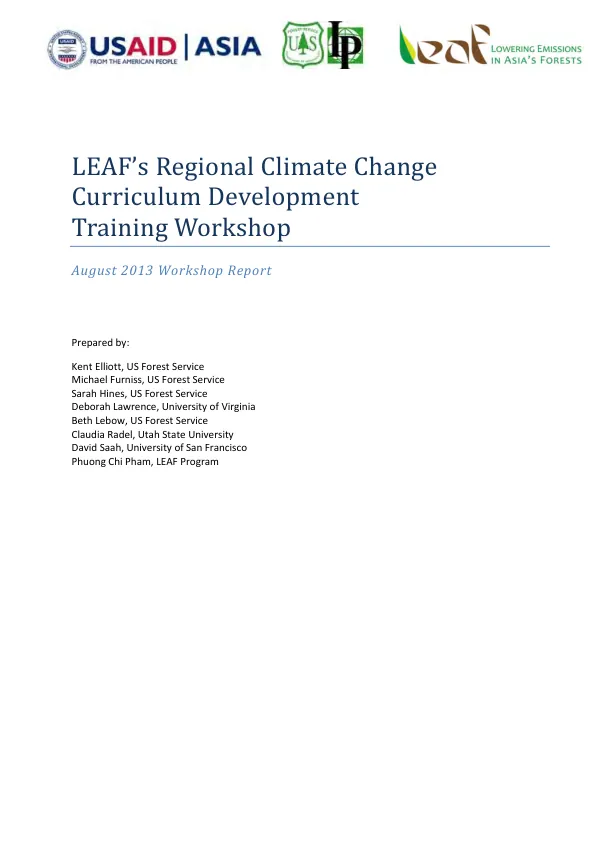 LEAF’s Regional Climate Change Curriculum Development Training Workshop Report