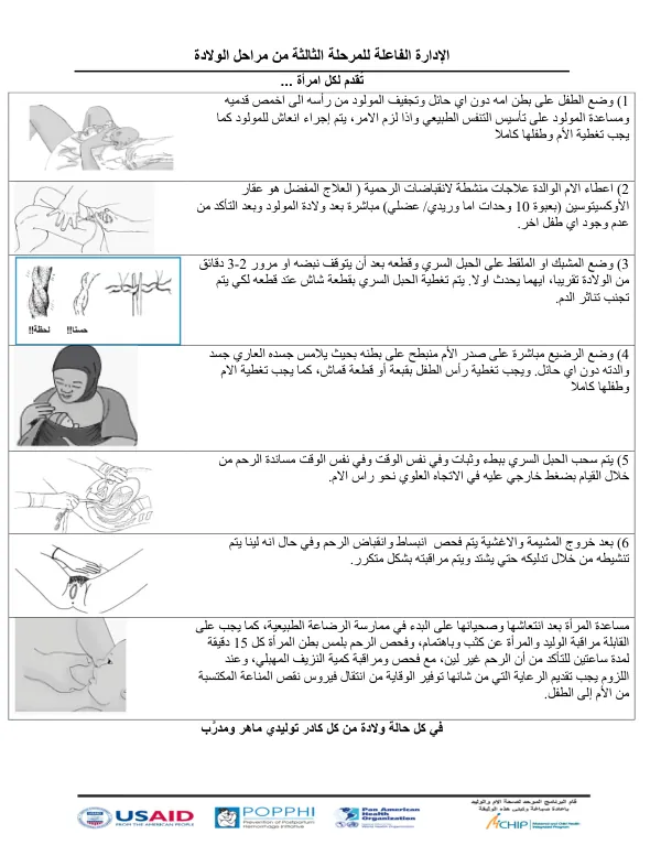 Active Management of the Third Stage fo Labor (AMTSL) Poster - Arabic