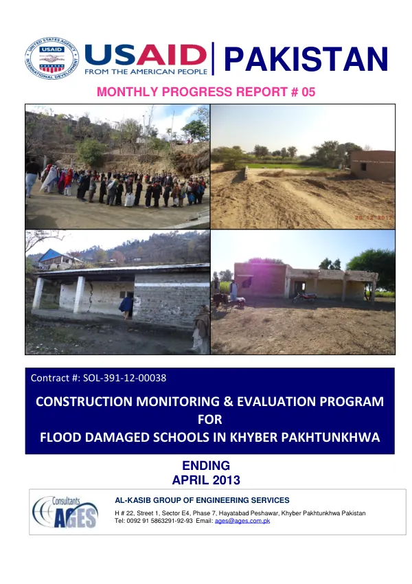 Monthly Progress Report for April 2013: Building Component-CMEP