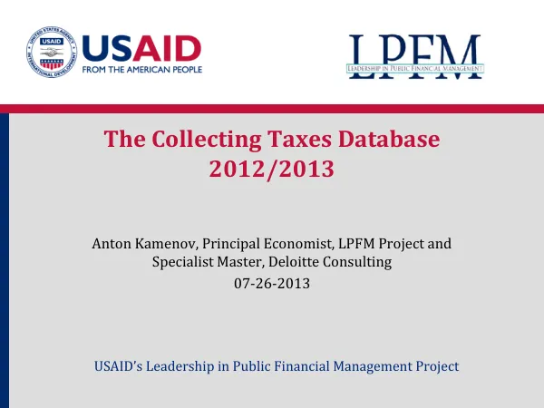 USAID’s Leadership in Public Financial Management Project: The Collecting Taxes Database