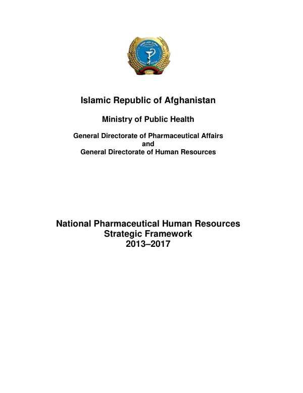 National Pharmaceutical Human Resources Strategic Framework 2013–2017