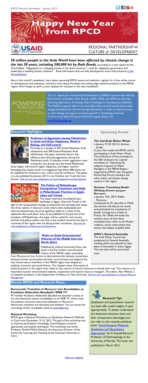 RPCD Monthly Newsletter – January 2013