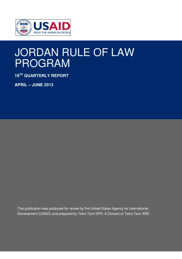 19th Quarterly Report: Jordan Rule of Law Program