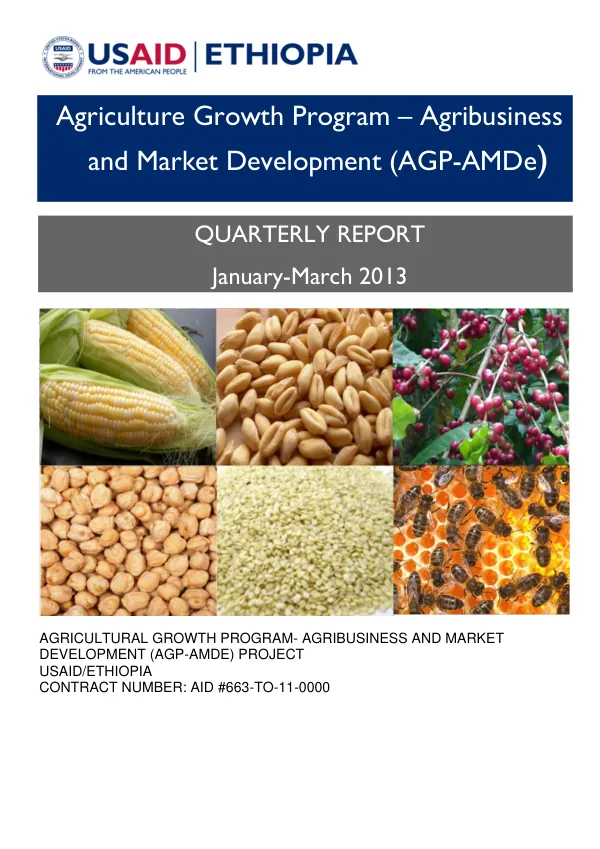 Quarterly Report: January-March 2013 - Agricultural Growth Program – Agribusiness and Market Development (AGP-AMDe) Project