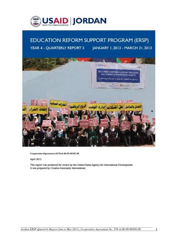 Jordan ERSP Quarterly Report (Jan to Mar 2013)