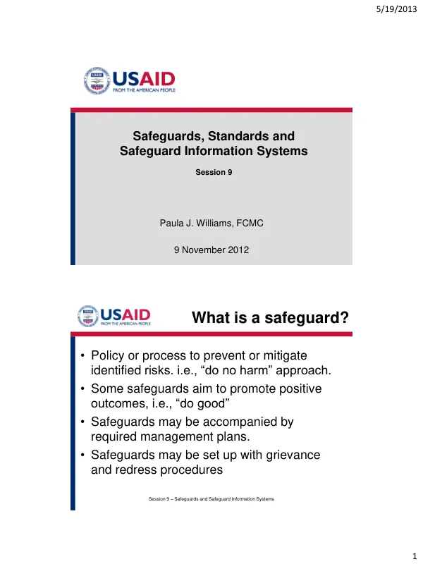 Safeguards, Standards and Safeguard Information Systems
