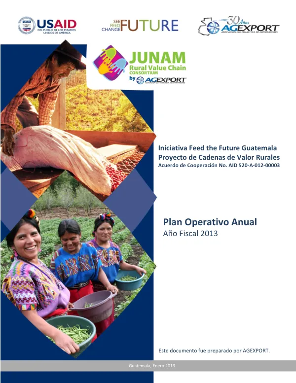 Plan Operativo Anual 2012-2013 del Proyecto Cadenas de Valor Rurales