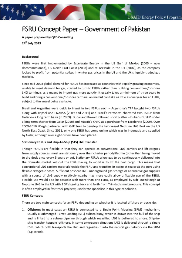 FSRU Concept Paper – Government of Pakistan