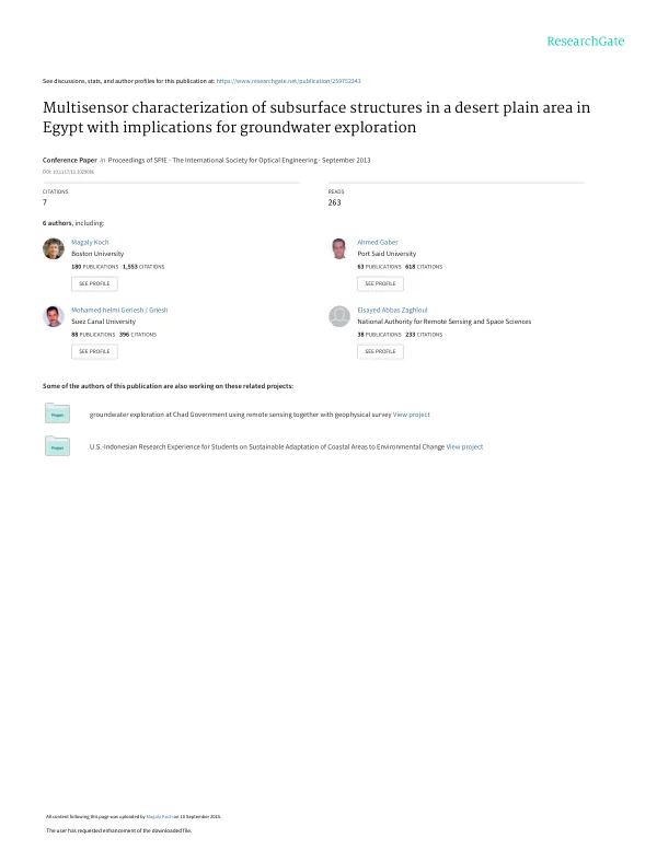 Multisensor characterization of subsurface structures in a desert plain area in Egypt with implications for groundwater exploration