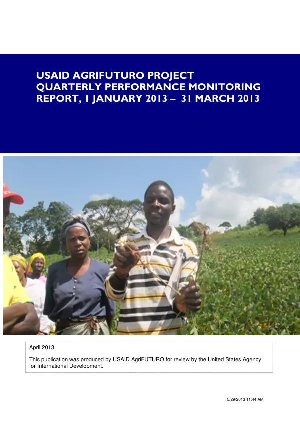 Quarterly Performance Monitoring Report, 1 January 2013 – 31 March 2013