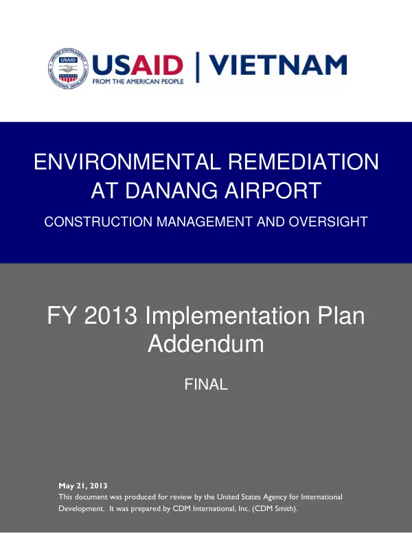 Final Implementation Plan Addendum for Environmental Remediation at Danang Airport Construction Management and Oversight