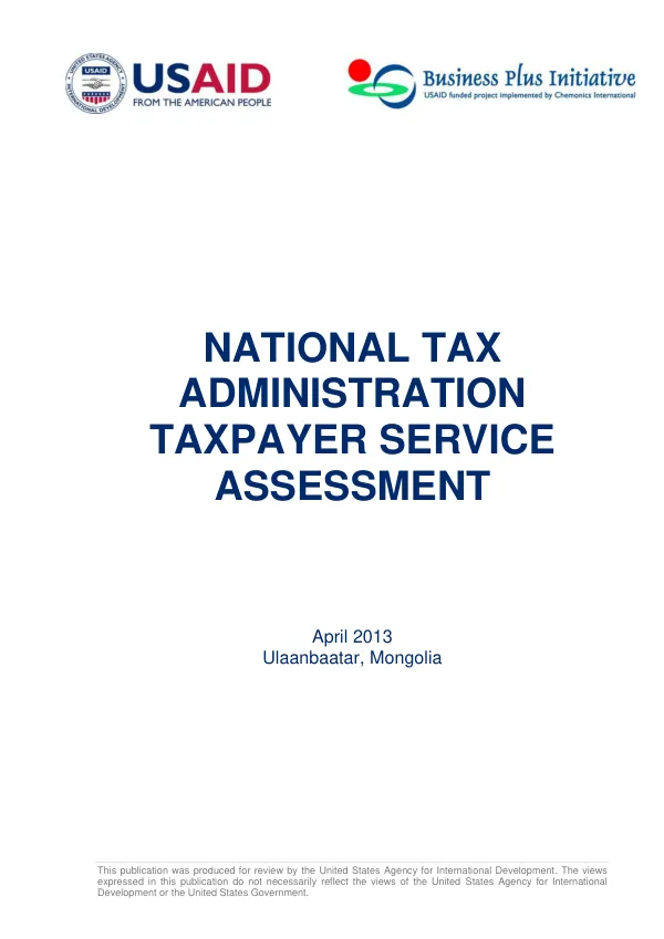 National Tax Administration Taxpayer Service Assessment