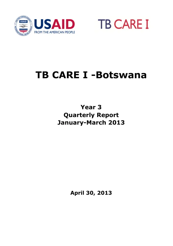 TB CARE I - Botswana Year 3 Quarterly Report January-March 2013