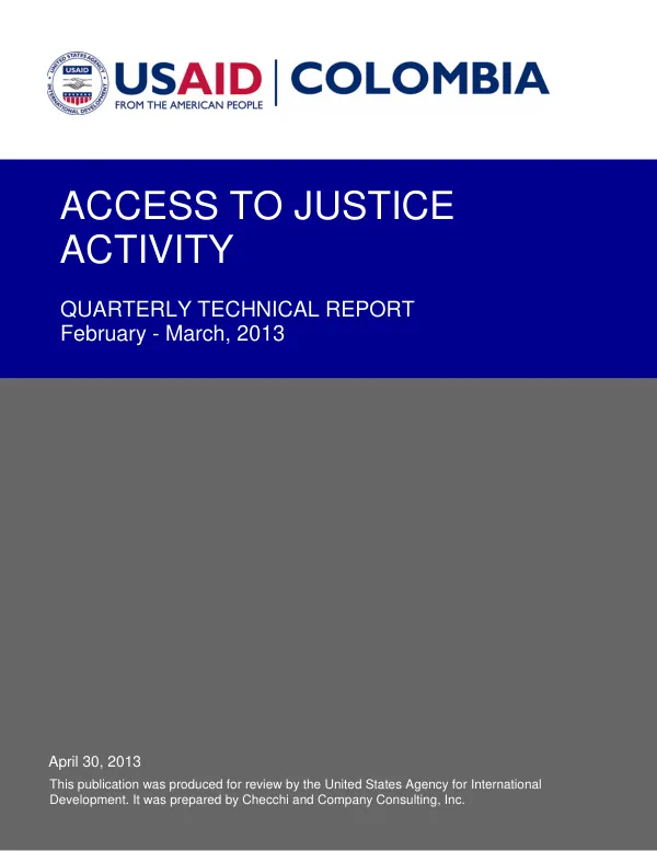 Quarterly Technical Report: Access to Justice Activity