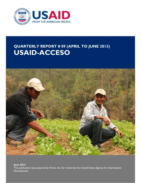 USAID-ACCESO Quarterly Report #09 (April to June 2013)