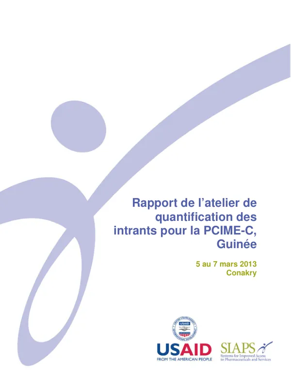 Rapport de l’atelier de quantification des intrants pour la PCIME-C, Guinée